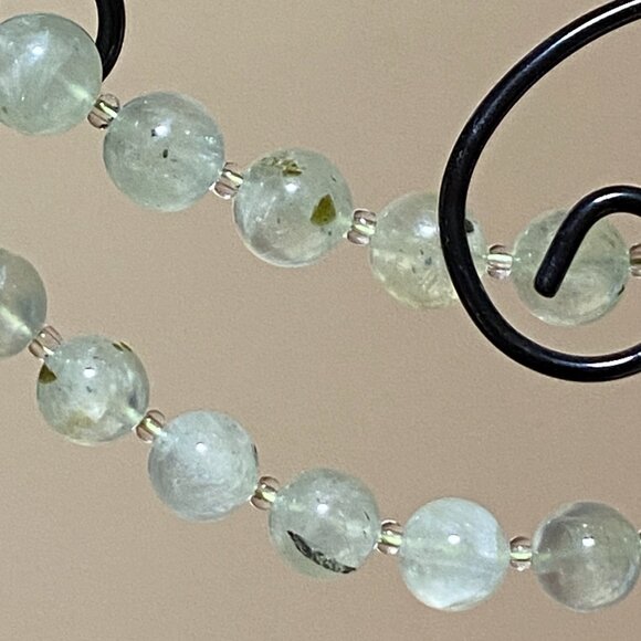 Natural Pale Green Prehnite Classic Beaded Necklace, Genuine Gemstone - Picture 11 of 13